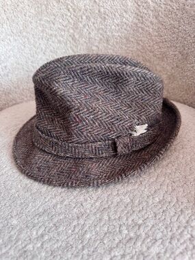 Vintage Dobbs Fifth Avenue Fedora Hat Brown Herringbone Wool Felt USA 7 1/8